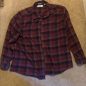 Men's Plaid Button Down Shirt - Burgundy and Navy